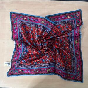 Vintage Liz Claiborne Colorful Floral Cotton Scarf Handkerchief 24"x24"